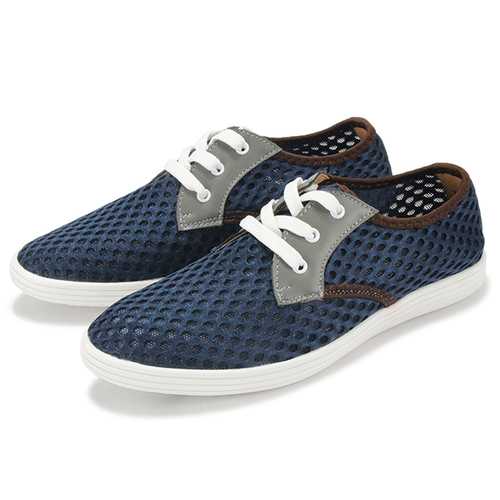 Summer Men Mesh Outdoor Sport Running Casual Flats Lace Up Breathable Shoes