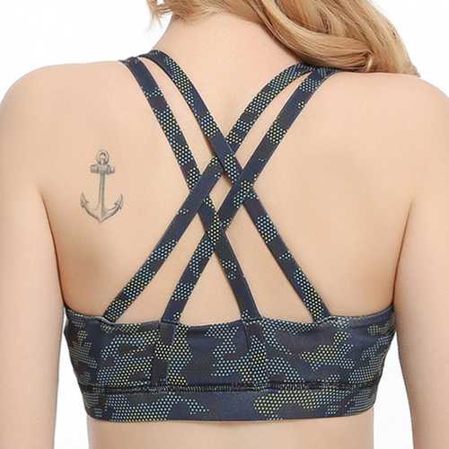 Cross Beauty Back Shockproof Wireless Running Yoga Fitness Sports Bra Top