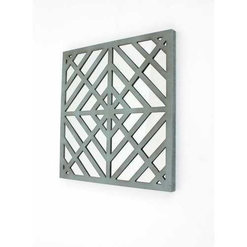 1.25" x 23.25" x 23.25" Blue, Mirrored, Square, Wooden - Wall Decor