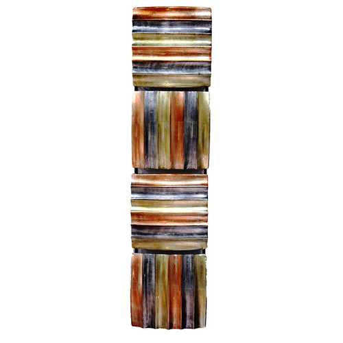 8" X 1.5" X 33" Copper Gold And Pewter Metal Vertical Panel Wall Decor