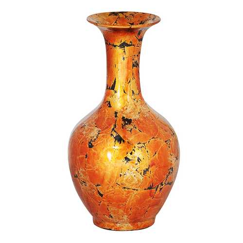 10.25" X 10.25" X 18" Copper with Black Show Through Ceramic Foiled and Lacquered Ceramic Vase