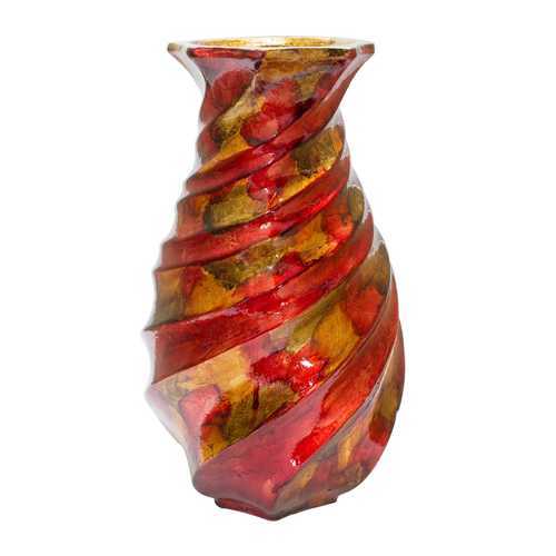9" X 9" X 14" Gold  Copper  Brown Ceramic Table Vase
