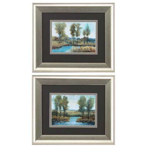 13" X 11" Brushed Silver Frame Stream Side (Set of 2)