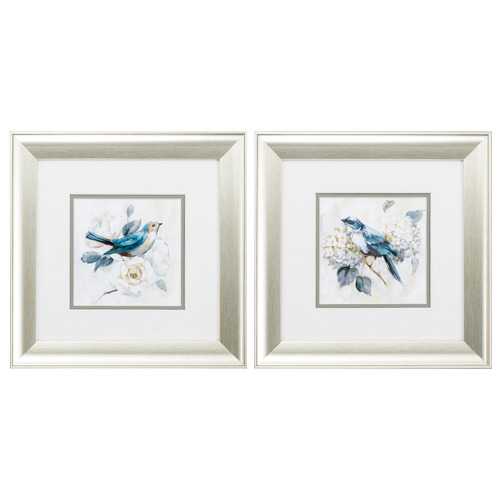 13" X 13" Aged Silver Frame Morning Song (Set of 2)