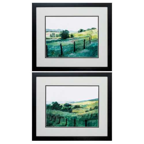21" X 18" Dark Wood Toned Frame Fence Line (Set of 2)