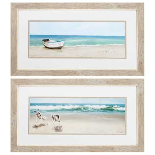 27" X 15" White Frame Tides View (Set of 2)