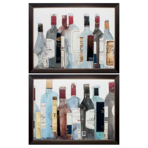 27" X 21" Brown Frame Wine & Spirit (Set of 2)