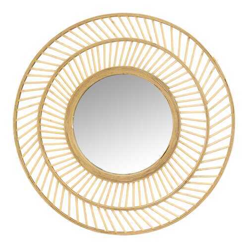 31.5" Boho Casual Woven Wicker Wall Mirror