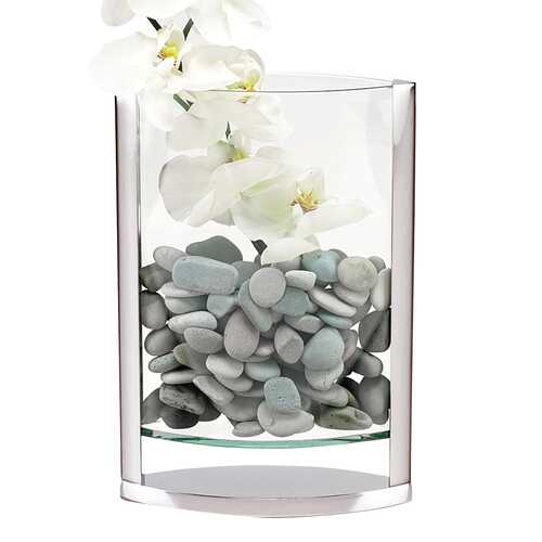 14" Mouth Blown Crystal Non Tarnish Aluminum Pocket Vase