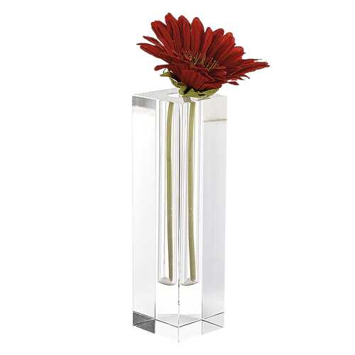 9" Hand Crafted Crystal Square Optical Bud Vase