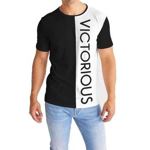 Mens Shirt, Victorious Black and White Graphic Text Style Top