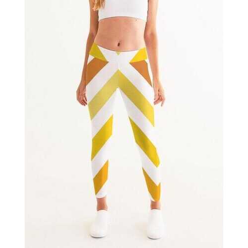 Yellow and White Herringbone Womens Leggings