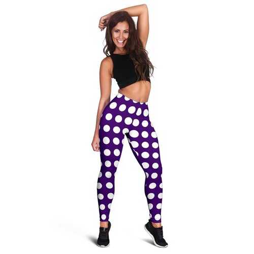Purple Dotted Style Womens Fitness Leggings