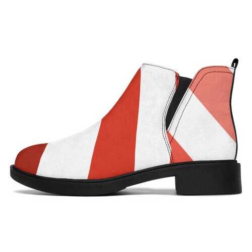 Red and White Herringbone Style Ankle Boots