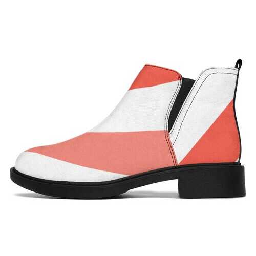 White and Red Herringbone Style Ankle Boots