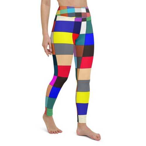 Womens Athletic Pants, Multicolor Block High Waist Yoga Leggings