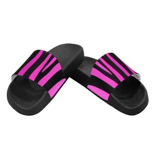 Flip-Flop Sandals, Purple and Black Zebra Style Women's Slides