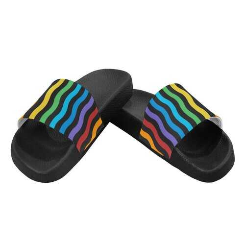 Flip-Flop Sandals, Rainbow Stripe Style Women's Slides